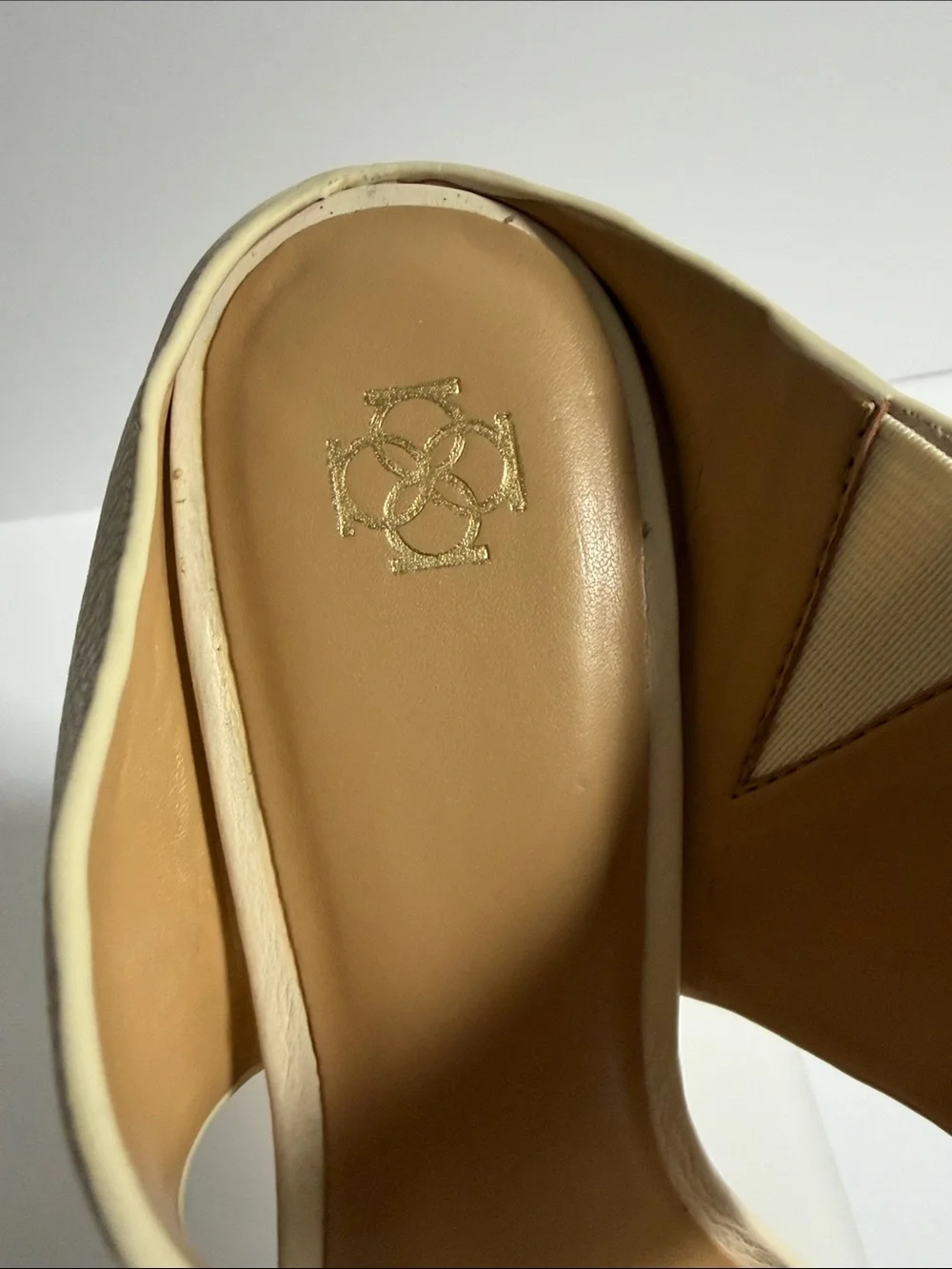 Cream Wedge Sandals with Buckle Accent 8